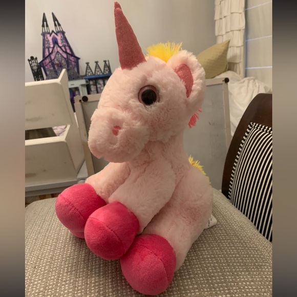 FAB NY Hug Me & Fill Me Jumbo Plush Rainbow Pink Unicorn Money Bank Piggy Bank - Picture 1 of 7